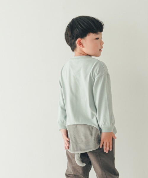 nicohrat（ニコフラート）の「nicohrat/ニコフラート ドッグロングＴシャツ（Tシャツ/カットソー・キッズ・サックスブルー/アイボリー/グレー・110cm/100cm/120cm/130cm/140cm/90cm）」の4枚目の写真