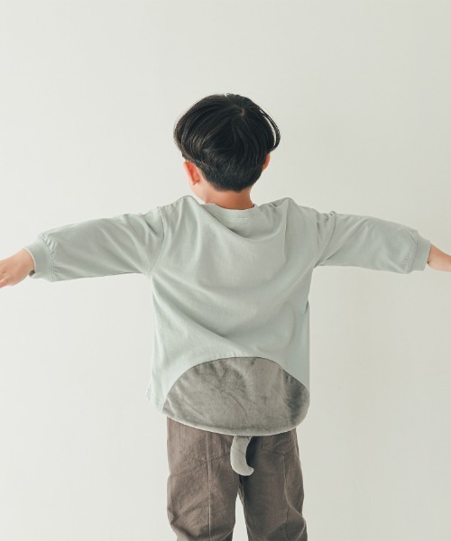 nicohrat（ニコフラート）の「nicohrat/ニコフラート ドッグロングＴシャツ（Tシャツ/カットソー・キッズ・サックスブルー/アイボリー/グレー・110cm/100cm/120cm/130cm/140cm/90cm）」の5枚目の写真