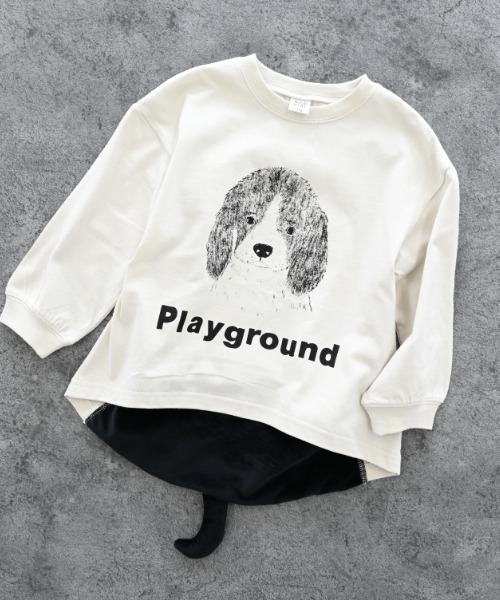 nicohrat（ニコフラート）の「nicohrat/ニコフラート ドッグロングＴシャツ（Tシャツ/カットソー・キッズ・サックスブルー/アイボリー/グレー・110cm/100cm/120cm/130cm/140cm/90cm）」の6枚目の写真