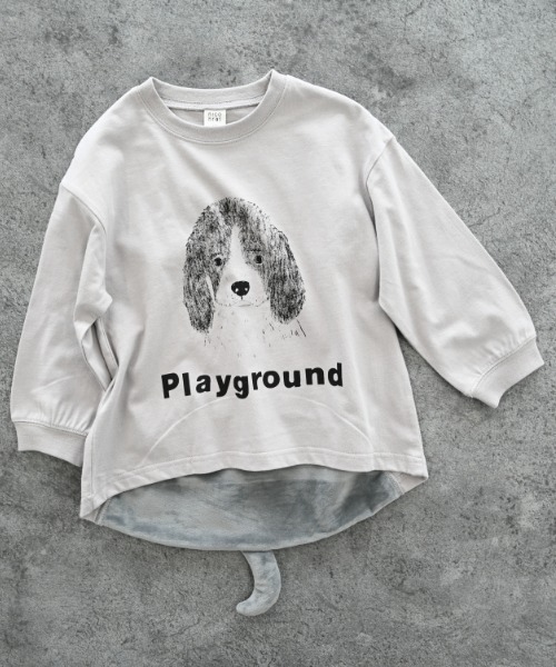 nicohrat（ニコフラート）の「nicohrat/ニコフラート ドッグロングＴシャツ（Tシャツ/カットソー・キッズ・サックスブルー/アイボリー/グレー・110cm/100cm/120cm/130cm/140cm/90cm）」の7枚目の写真