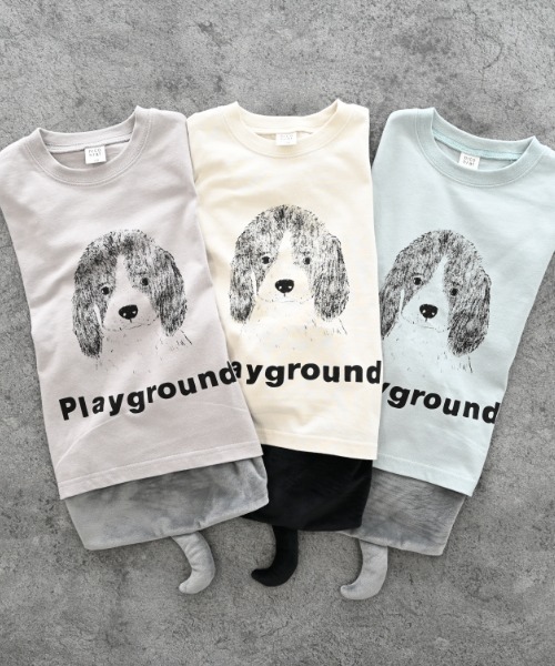 nicohrat（ニコフラート）の「nicohrat/ニコフラート ドッグロングＴシャツ（Tシャツ/カットソー・キッズ・サックスブルー/アイボリー/グレー・110cm/100cm/120cm/130cm/140cm/90cm）」の9枚目の写真