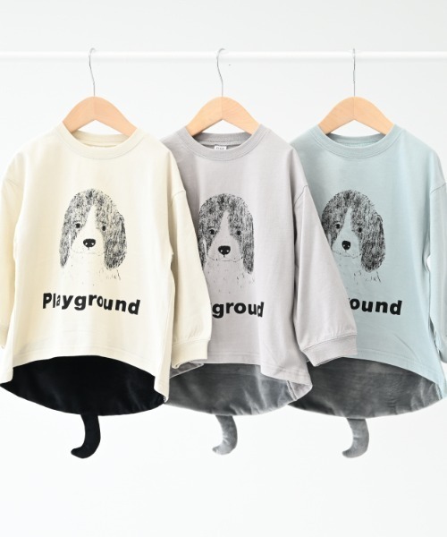 nicohrat（ニコフラート）の「nicohrat/ニコフラート ドッグロングＴシャツ（Tシャツ/カットソー・キッズ・サックスブルー/アイボリー/グレー・110cm/100cm/120cm/130cm/140cm/90cm）」の10枚目の写真