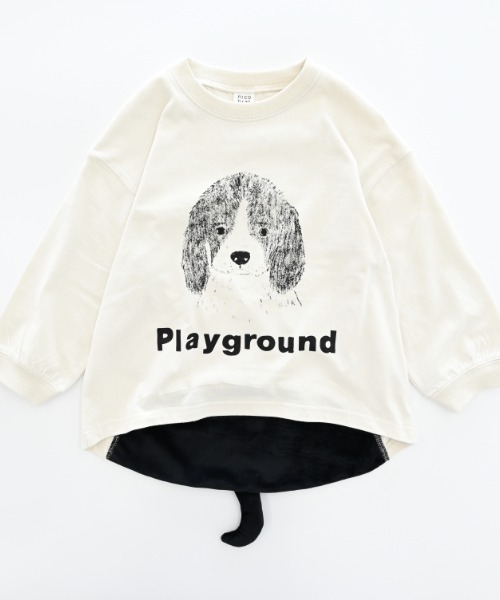nicohrat（ニコフラート）の「nicohrat/ニコフラート ドッグロングＴシャツ（Tシャツ/カットソー・キッズ・サックスブルー/アイボリー/グレー・110cm/100cm/120cm/130cm/140cm/90cm）」の12枚目の写真