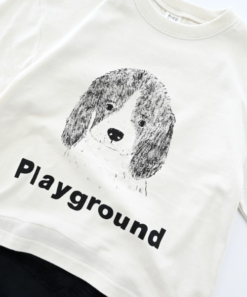nicohrat（ニコフラート）の「nicohrat/ニコフラート ドッグロングＴシャツ（Tシャツ/カットソー・キッズ・サックスブルー/アイボリー/グレー・110cm/100cm/120cm/130cm/140cm/90cm）」の14枚目の写真