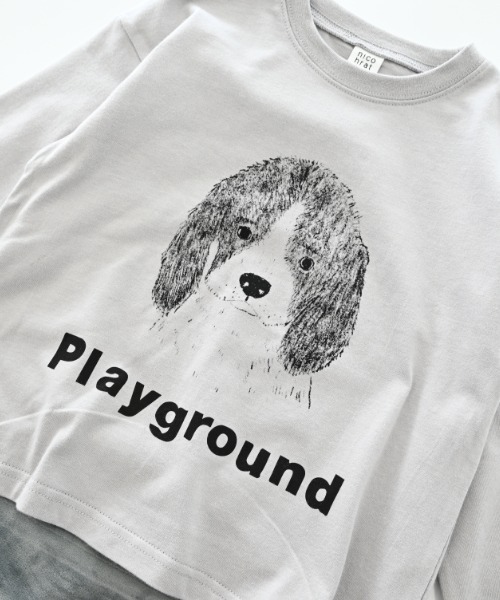 nicohrat（ニコフラート）の「nicohrat/ニコフラート ドッグロングＴシャツ（Tシャツ/カットソー・キッズ・サックスブルー/アイボリー/グレー・110cm/100cm/120cm/130cm/140cm/90cm）」の19枚目の写真