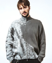 【NO ID.】Rubber Print Drivers Knit Cardigan / ラバー プリント ドライバーズ ニット カーディガン