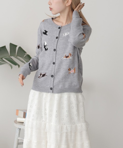 DOG柄ジャガードカーディガン（カーディガン/ボレロ）｜ROOPTOKYO（ループトウキョウ）