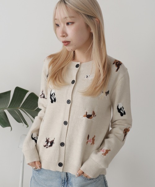 DOG柄ジャガードカーディガン（カーディガン/ボレロ）｜ROOPTOKYO（ループトウキョウ）
