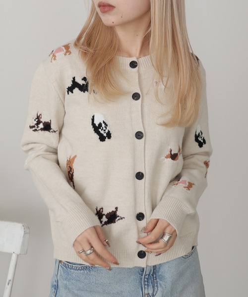 DOG柄ジャガードカーディガン（カーディガン/ボレロ）｜ROOPTOKYO（ループトウキョウ）