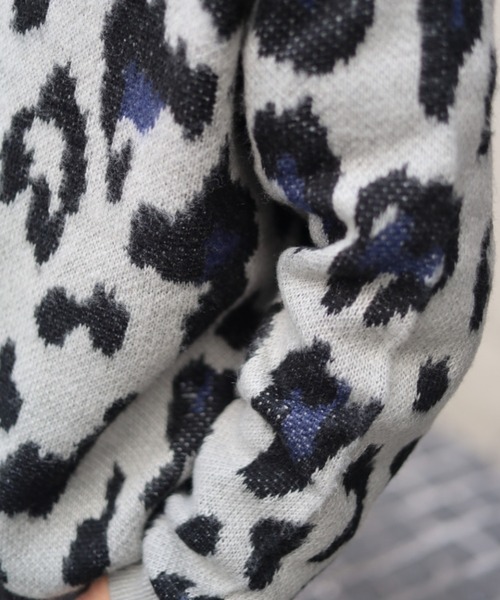 【セール】≪2サイズ展開/UNISEX≫モヘアライク 総柄 クルーニット（ニット/セーター）｜ATMARK（アットマーク）