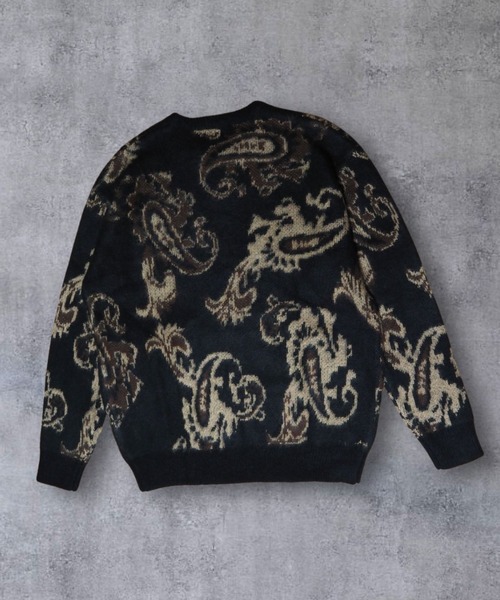 【セール】≪2サイズ展開/UNISEX≫モヘアライク 総柄 クルーニット（ニット/セーター）｜ATMARK（アットマーク）