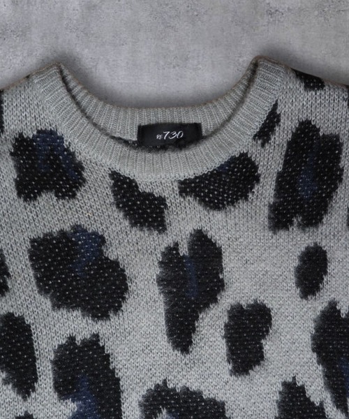 【セール】≪2サイズ展開/UNISEX≫モヘアライク 総柄 クルーニット（ニット/セーター）｜ATMARK（アットマーク）