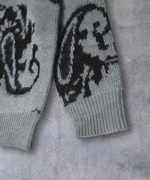 【セール】≪2サイズ展開/UNISEX≫モヘアライク 総柄 クルーニット（ニット/セーター）｜ATMARK（アットマーク）