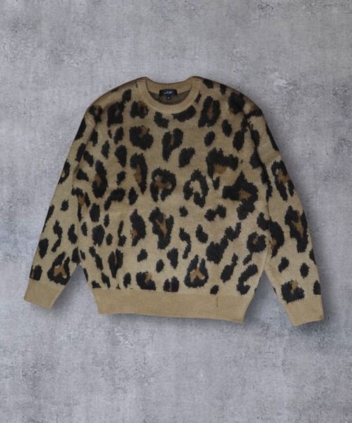 【セール】≪2サイズ展開/UNISEX≫モヘアライク 総柄 クルーニット（ニット/セーター）｜ATMARK（アットマーク）