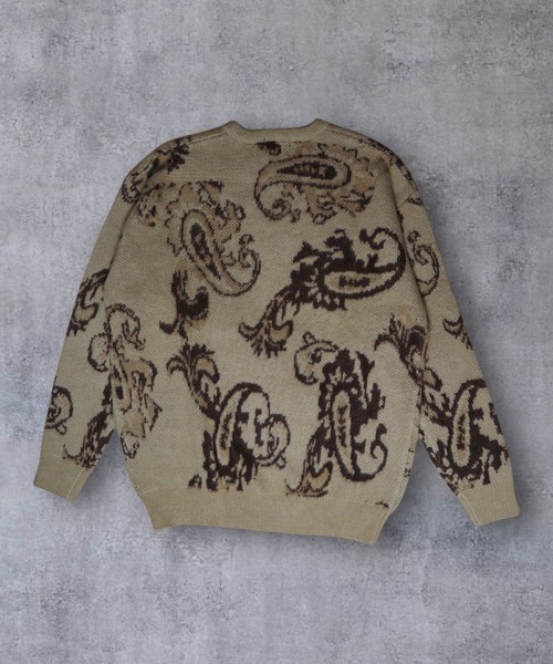 【セール】≪2サイズ展開/UNISEX≫モヘアライク 総柄 クルーニット（ニット/セーター）｜ATMARK（アットマーク）