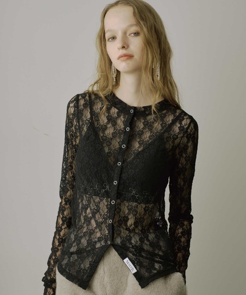 リングボタンレースシアーシャツ（Tシャツ/カットソー）｜VIOLETTA