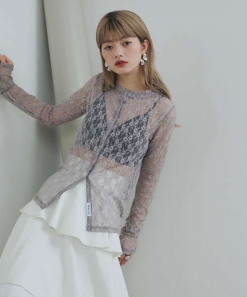 tシャツ リングボタンレースシャツ レディース VIOLETTA tシャツ リングボタンレースシャツ レディース