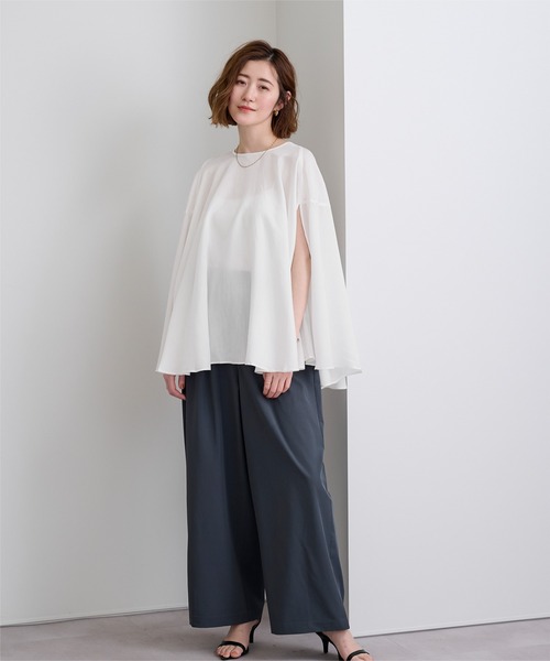 UR'S(ユアーズ)の「ケープシアーブラウス(シャツ/ブラウス・レディース・ネイビー/ブラック/ホワイト/グリーン・L/M/S)」の15枚目の写真