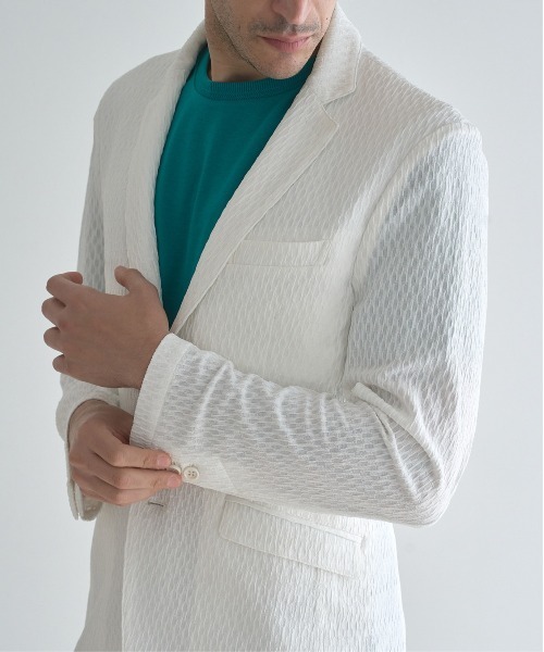 RATTLE TRAP（ラトルトラップ）の「シャーリングジャガードテーラードジャケット（テーラードジャケット・メンズ・ブラック/ホワイト・LL/S/M/L）」の2枚目の写真