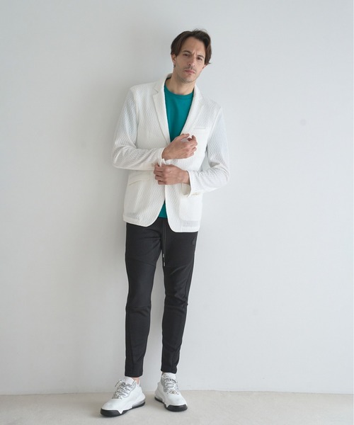 RATTLE TRAP（ラトルトラップ）の「シャーリングジャガードテーラードジャケット（テーラードジャケット・メンズ・ブラック/ホワイト・LL/S/M/L）」の5枚目の写真