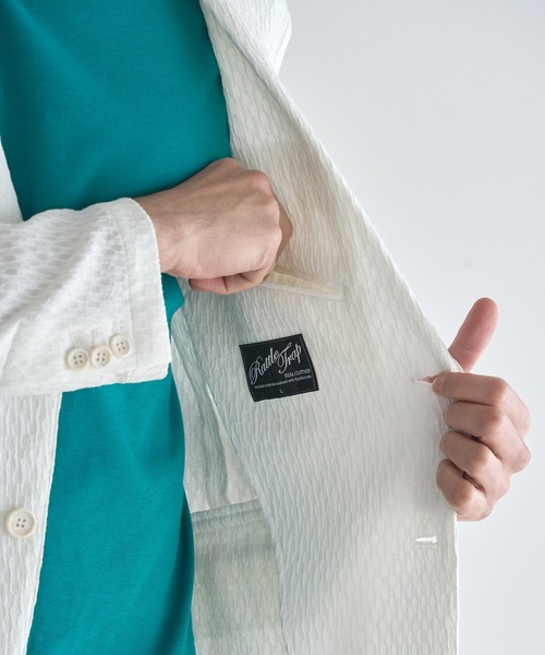 RATTLE TRAP（ラトルトラップ）の「シャーリングジャガードテーラードジャケット（テーラードジャケット・メンズ・ブラック/ホワイト・LL/S/M/L）」の10枚目の写真