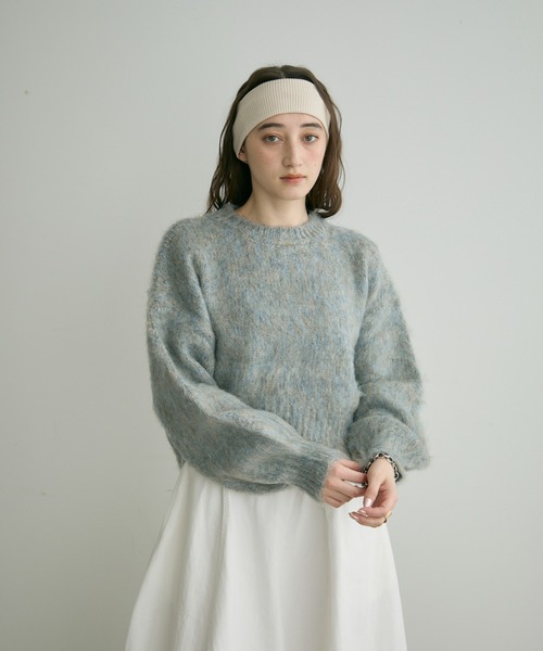 Crisp（クリスプ）の「【ZOZO限定】ミックスシャギーショートニット（ニット/セーター・レディース・パープル/イエロー/グレー・FREE）」の2枚目の写真