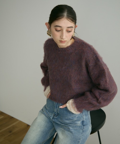 Crisp（クリスプ）の「【ZOZO限定】ミックスシャギーショートニット（ニット/セーター・レディース・パープル/イエロー/グレー・FREE）」の10枚目の写真