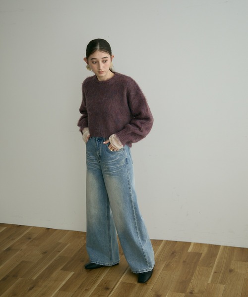 Crisp（クリスプ）の「【ZOZO限定】ミックスシャギーショートニット（ニット/セーター・レディース・パープル/イエロー/グレー・FREE）」の4枚目の写真