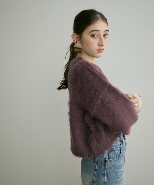 Crisp（クリスプ）の「【ZOZO限定】ミックスシャギーショートニット（ニット/セーター・レディース・パープル/イエロー/グレー・FREE）」の8枚目の写真