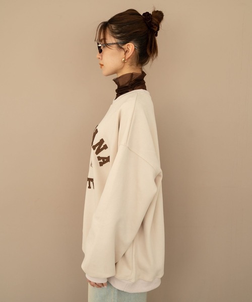 Nu(ニュー)の「【Nu】ビッグシルエットスウェット(Tシャツ/カットソー・レディース・ライトグレー/ベージュ/ネイビー・ONE SIZE)」の6枚目の写真