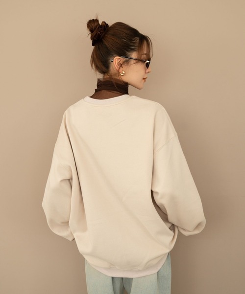 Nu(ニュー)の「【Nu】ビッグシルエットスウェット(Tシャツ/カットソー・レディース・ライトグレー/ベージュ/ネイビー・ONE SIZE)」の5枚目の写真