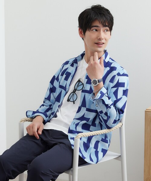 TAKEO KIKUCHI(タケオキクチ)の「【Made in JAPAN】スライドパズル柄 シャツ(シャツ/ブラウス・メンズ・グレー系/ブラック系/ブルー系・01/02/03/04)」の6枚目の写真