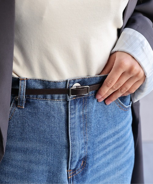 ap retro（アプレトロ）の「ノンホール細ベルト/フェイクレザー細ベルト（ベルト・レディース・キャメル/ホワイト/ブラウン/ブラック・FREE）」の3枚目の写真