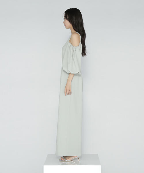 今期◇NATURAL BEAUTY BASIC◇バルーンオフショルオールインワン セール】◇【BLANC】バルーンショルダーオールインワン（つなぎ