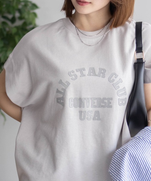 CONVERSE(コンバース)の「CONVERSE ボックスシルエットTシャツ(Tシャツ/カットソー・レディース・ブラック/ベージュ/ブラウン・M/L)」の3枚目の写真