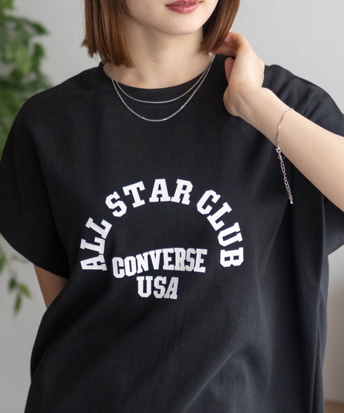 CONVERSE(コンバース)の「CONVERSE ボックスシルエットTシャツ(Tシャツ/カットソー・レディース・ブラック/ベージュ/ブラウン・M/L)」の6枚目の写真