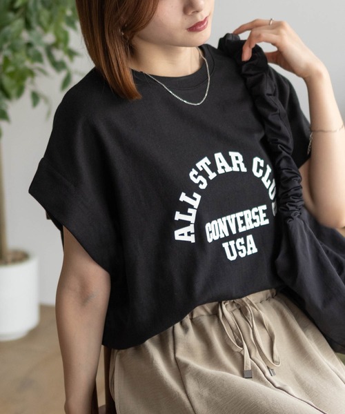 CONVERSE(コンバース)の「CONVERSE ボックスシルエットTシャツ(Tシャツ/カットソー・レディース・ブラック/ベージュ/ブラウン・M/L)」の9枚目の写真