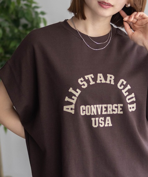 CONVERSE(コンバース)の「CONVERSE ボックスシルエットTシャツ(Tシャツ/カットソー・レディース・ブラック/ベージュ/ブラウン・M/L)」の12枚目の写真