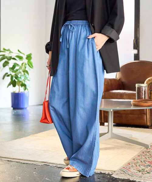 FREAK'S STORE（フリークスストア）の「限定展開　レーヨン デニム イージーパンツ（デニムパンツ・レディース・ネイビー/グレー/ブラック/サックスブルー・MEDIUM/SMALL）」の9枚目の写真