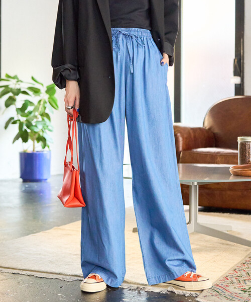 FREAK'S STORE（フリークスストア）の「限定展開　レーヨン デニム イージーパンツ（デニムパンツ・レディース・ネイビー/グレー/ブラック/サックスブルー・MEDIUM/SMALL）」の10枚目の写真