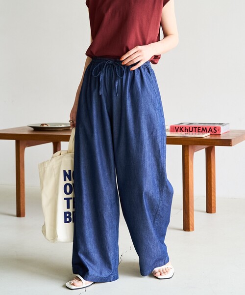 れじゃ出品 セール】限定展開 レーヨン デニム イージーパンツ（デニム