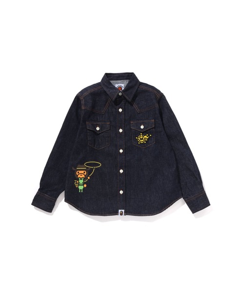 A BATHING APE（アベイシングエイプ）の「BABY MILO WESTERN SHIRT（シャツ/ブラウス・キッズ・ライトインディゴブルー/インディゴブルー・110/130/140/100）」の2枚目の写真