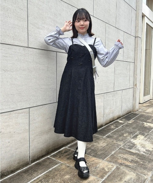 F i.n.t（フィント）の「プチリボンフレアーキャミワンピース/ fint　フィント（ワンピース・レディース・ブラック/ライトピンク・FREE）」の3枚目の写真