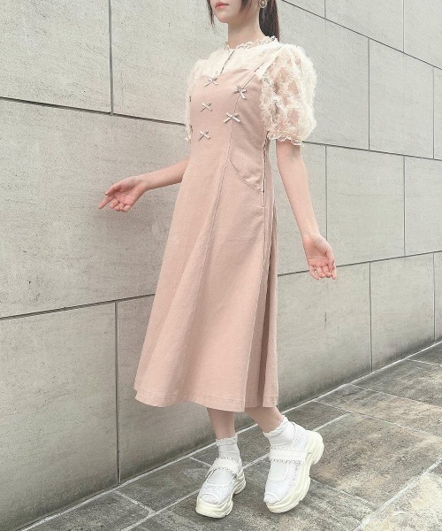 F i.n.t（フィント）の「プチリボンフレアーキャミワンピース/ fint　フィント（ワンピース・レディース・ブラック/ライトピンク・FREE）」の4枚目の写真