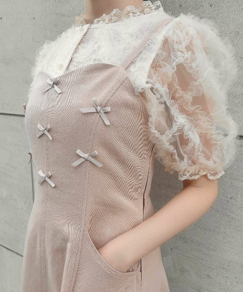 F i.n.t（フィント）の「プチリボンフレアーキャミワンピース/ fint　フィント（ワンピース・レディース・ブラック/ライトピンク・FREE）」の7枚目の写真