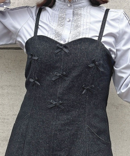 F i.n.t（フィント）の「プチリボンフレアーキャミワンピース/ fint　フィント（ワンピース・レディース・ブラック/ライトピンク・FREE）」の12枚目の写真