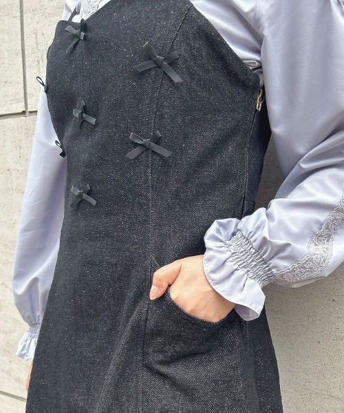 F i.n.t（フィント）の「プチリボンフレアーキャミワンピース/ fint　フィント（ワンピース・レディース・ブラック/ライトピンク・FREE）」の13枚目の写真