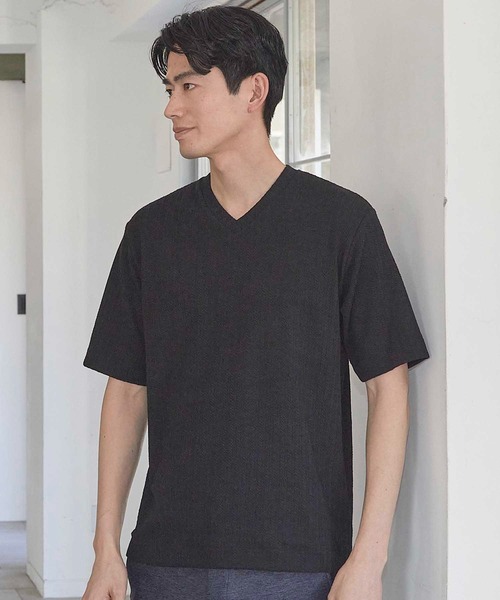 UNION STATION(ユニオンステーション)の「ツイストストライプJQDVネックT(Tシャツ/カットソー・メンズ・ホワイト/ネイビー/ブラック/スカイブルー・L/M/S/LL)」の12枚目の写真