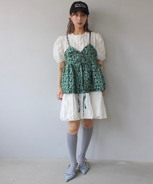 SANSeLF（サンセルフ）の「【SANSeLF】 パフスリーブチュニックワンピース sanw25s069（ワンピース・レディース・ホワイト/パープル・FREE）」の16枚目の写真
