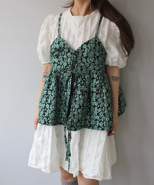 SANSeLF（サンセルフ）の「【SANSeLF】 パフスリーブチュニックワンピース sanw25s069（ワンピース・レディース・ホワイト/パープル・FREE）」の17枚目の写真